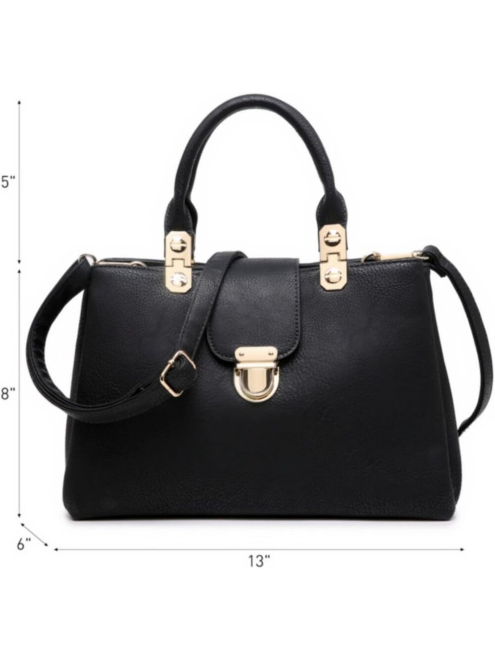 Stylish Vegan Leather Satchel Handbag - Medium Tote Purse with Top Handle - Picture 4 of 6